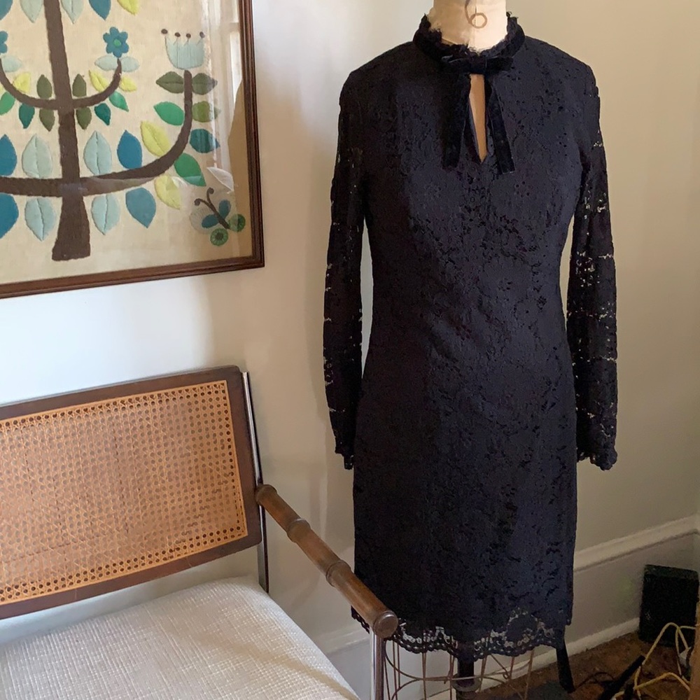 Nanette Lepore black lace sheath dress size 8